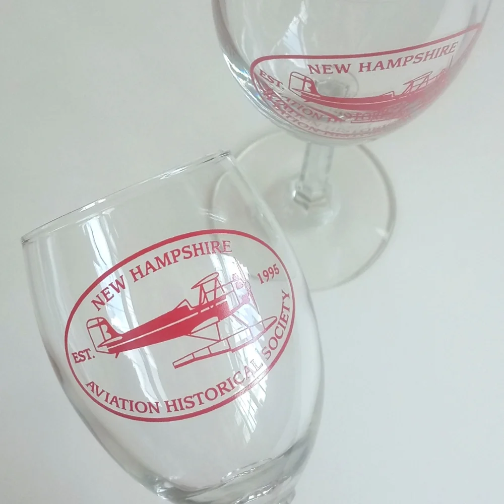 Vintage Aviation Wine Glasses Set of 2